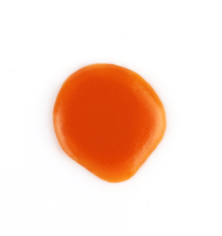 Semi-solid glob of hemp cannabinoid crude oil viscous material, with a light reddish hue
