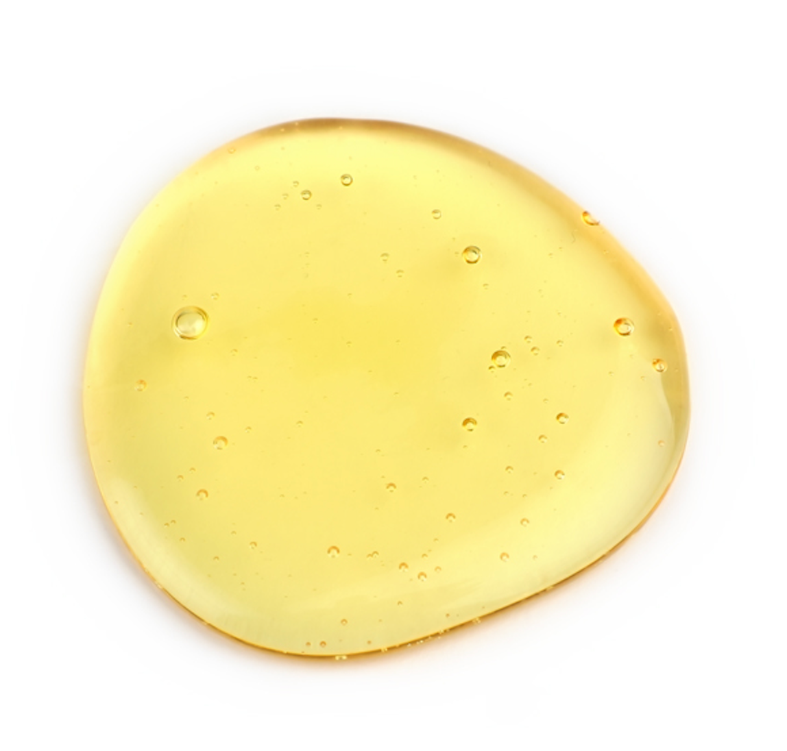 Semi-solid glob of viscous hemp cannabinoid distillate oil, with a light amber hue.