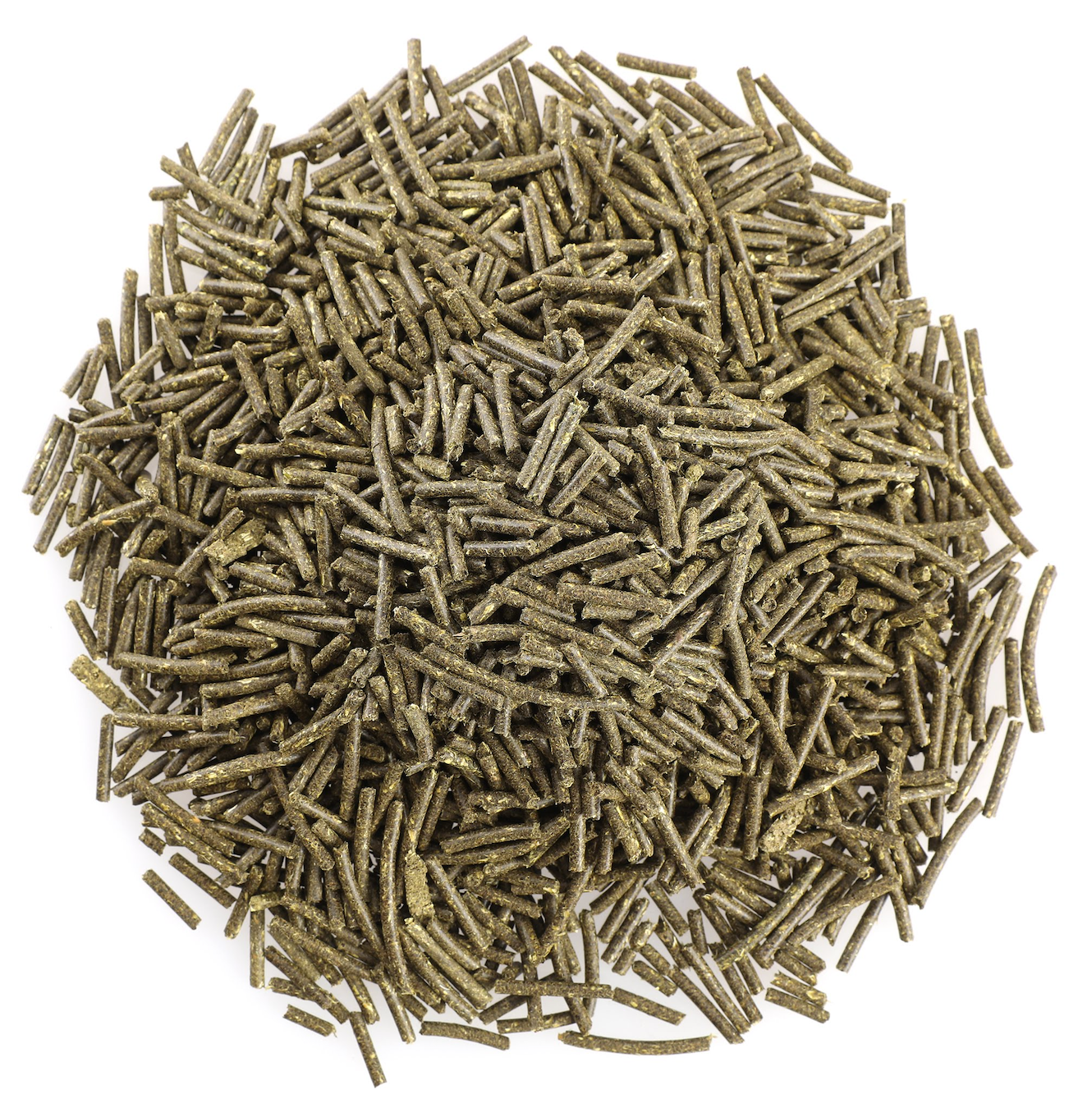 CBD Hemp Pellets displayed, made from hemp cake, alfalfa, and CBD pressed into a pellet form