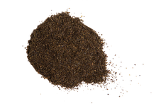 Load image into Gallery viewer, a pile of hemp protein powder which is 25% protein, a fine powder with a dark brown hue
